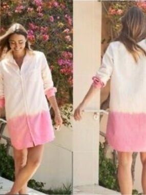 FRANK & EILEEN Pink Ombre Button-Down Shirt Dress